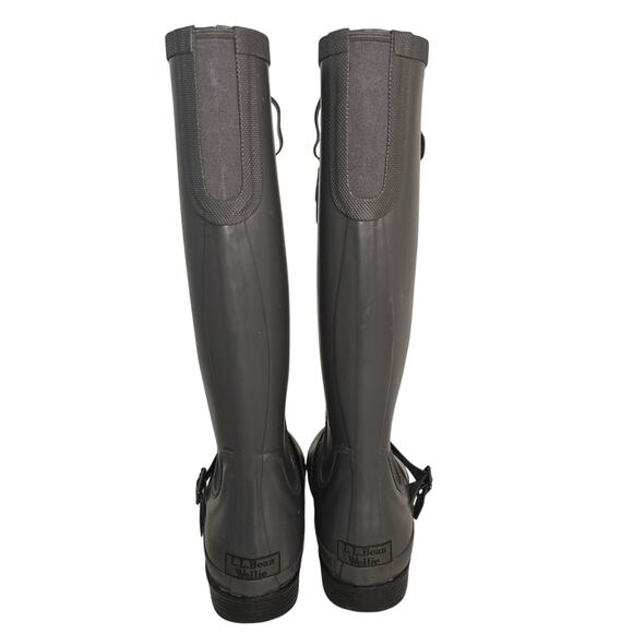 LL Bean Wellie Boots Womens Size 10 Rubber Waterproof Rain Shoes Buckle Strap - Picture 2 of 11